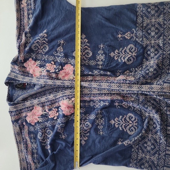 Biya Johnny Was Blue Pink Floral Embordiered Kimono Jacket Small - Picture 7 of 8